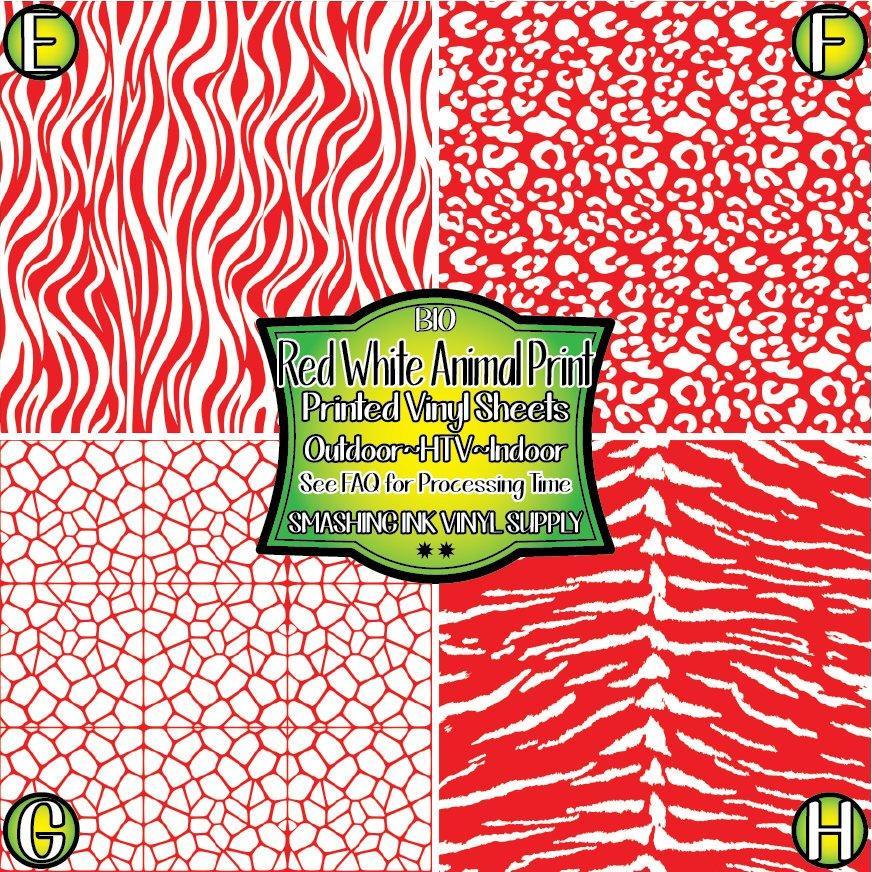 Red White Animal Print ★ Pattern Vinyl | Faux Leather | Sublimation (TAT 3 BUS DAYS)