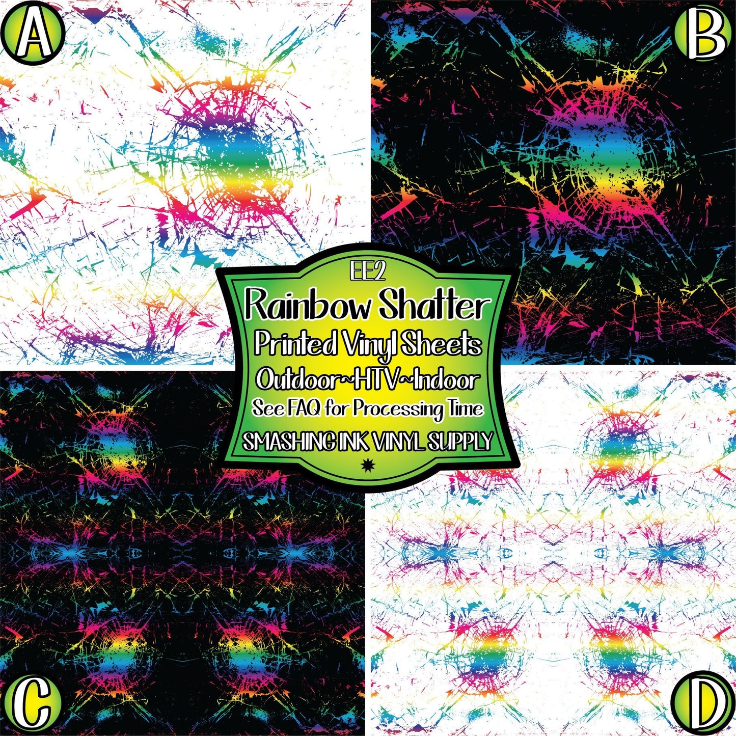 Rainbow Shatter ★ Pattern Vinyl | Faux Leather | Sublimation (TAT 3 BUS DAYS)