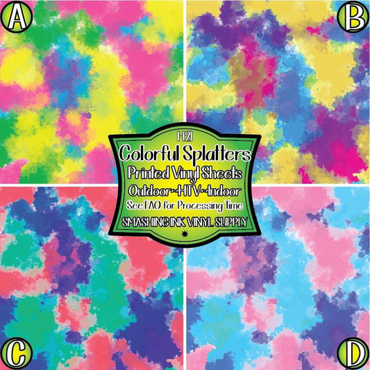 Colorful Splatters ★ Printed Vinyl Sheets | Faux Leather | Laser Safe