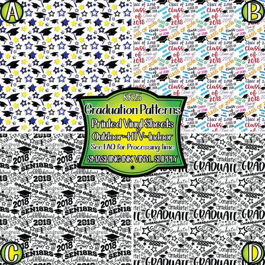 Graduation Pattern ★ Printed Vinyl Sheets | Faux Leather | Laser Safe