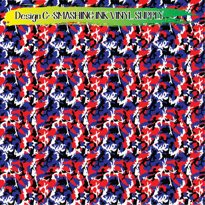 Patriotic Camo ★ Pattern Vinyl | Faux Leather | Sublimation (TAT 3 BUS DAYS)