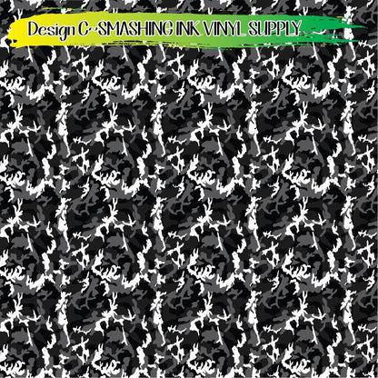 Black White Camo ★ Pattern Vinyl | Faux Leather | Sublimation (TAT 3 BUS DAYS)