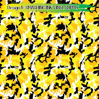 Yellow Camo ★ Pattern Vinyl | Faux Leather | Sublimation (TAT 3 BUS DAYS)