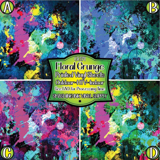 Floral Grunge ★ Pattern Vinyl | Faux Leather | Sublimation (TAT 3 BUS DAYS)