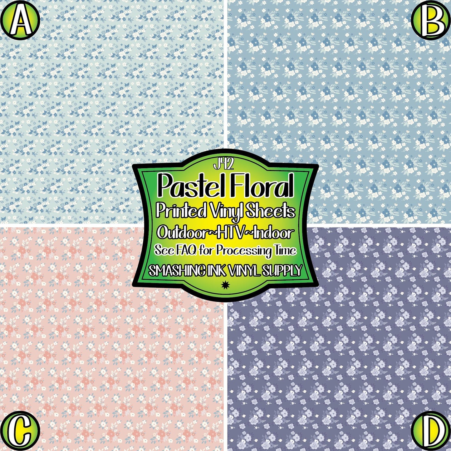 Floral Pastel Pattern ★ Pattern Vinyl | Faux Leather | Sublimation (TAT 3 BUS DAYS)