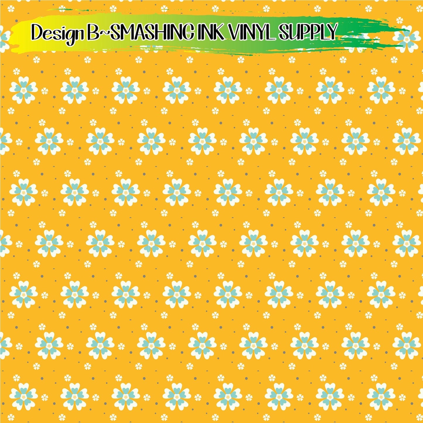 Grey Yellow Blue Floral ★ Laser Safe Adhesive Film (TAT 3 BUS DAYS)