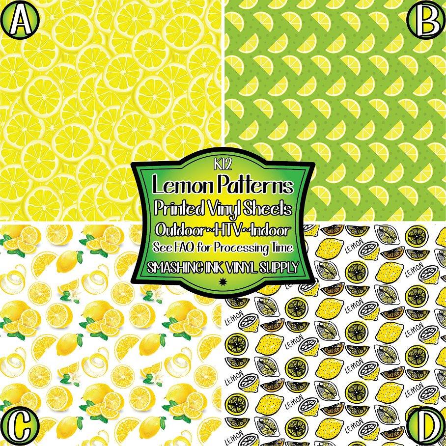 Lemon Patterns ★ Pattern Vinyl | Faux Leather | Sublimation (TAT 3 BUS DAYS)