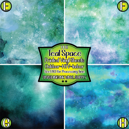 Teal Galaxy Space ★ Pattern Vinyl | Faux Leather | Sublimation (TAT 3 BUS DAYS)
