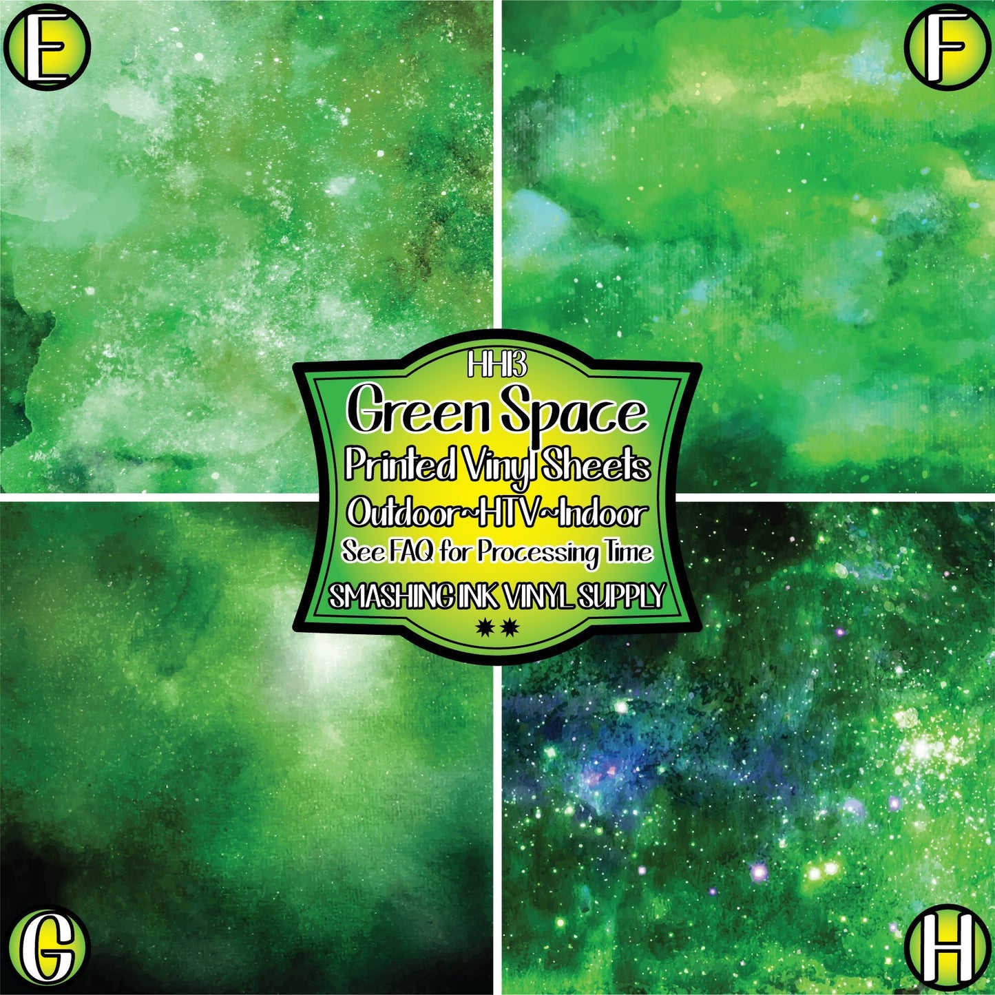 Green Space Galaxy ★ Pattern Vinyl | Faux Leather | Sublimation (TAT 3 BUS DAYS)