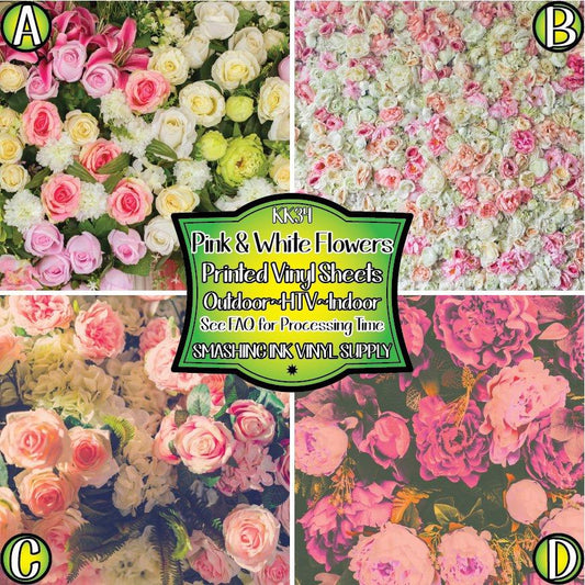Pink and White Flowers ★ Laser Safe Adhesive Film (TAT 3 BUS DAYS)