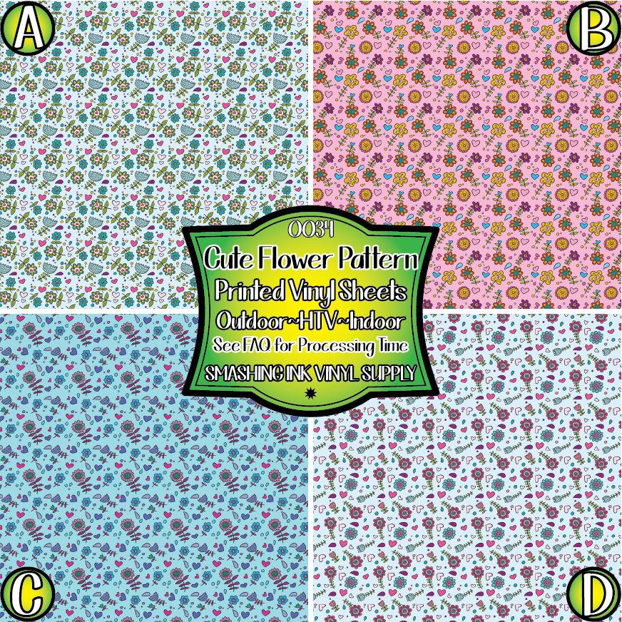 Cute Flowers ★ Pattern Vinyl | Faux Leather | Sublimation (TAT 3 BUS DAYS)
