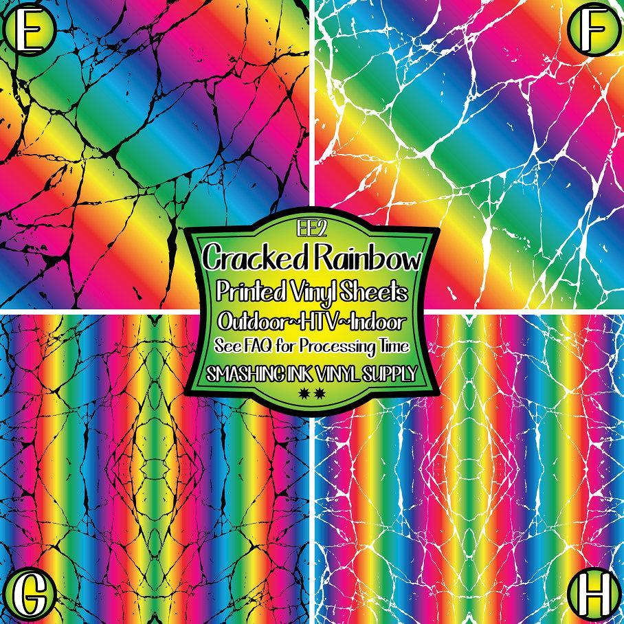 Cracked Rainbow ★ Pattern Vinyl | Faux Leather | Sublimation (TAT 3 BUS DAYS)
