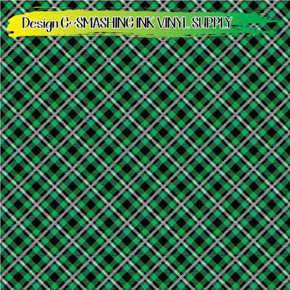 Green Black White Plaid ★ Pattern Vinyl | Faux Leather | Sublimation (TAT 3 BUS DAYS)