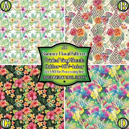 Summer Tropical Floral ★ Pattern Vinyl | Faux Leather | Sublimation (TAT 3 BUS DAYS)