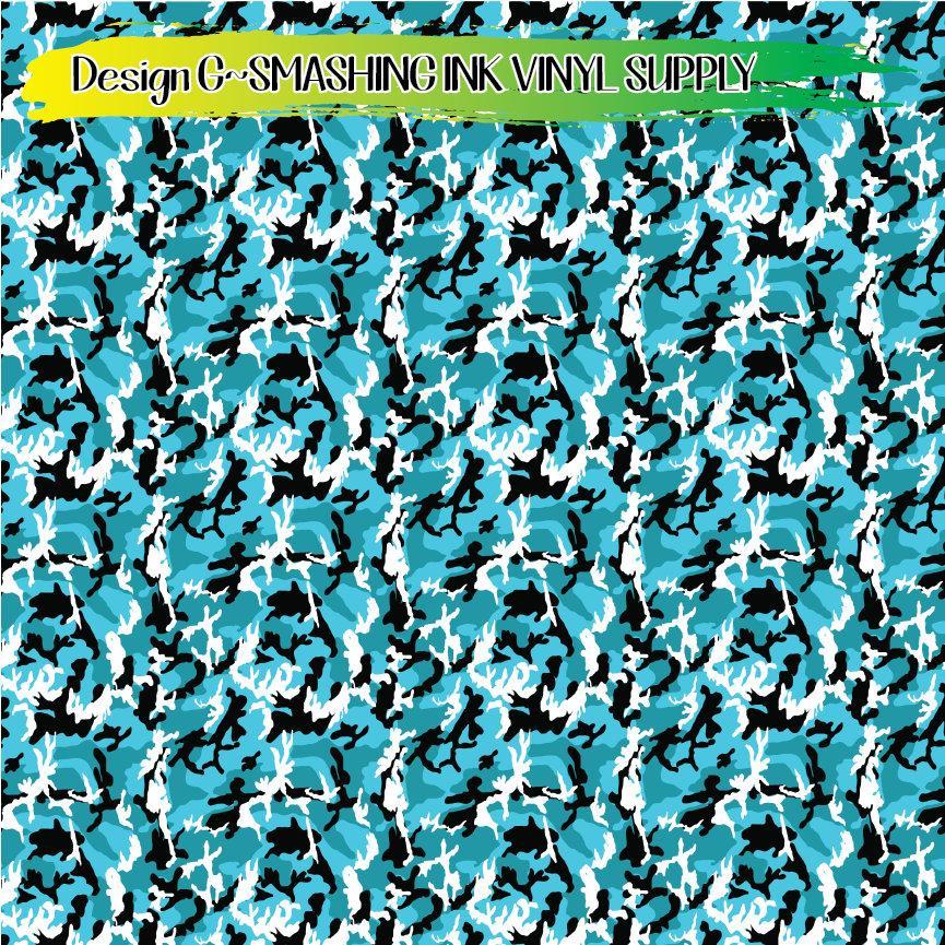 Light Blue Camo ★ Pattern Vinyl | Faux Leather | Sublimation (TAT 3 BUS DAYS)