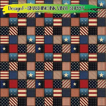 Patriotic Patchwork ★ Pattern Vinyl | Faux Leather | Sublimation (TAT 3 BUS DAYS)