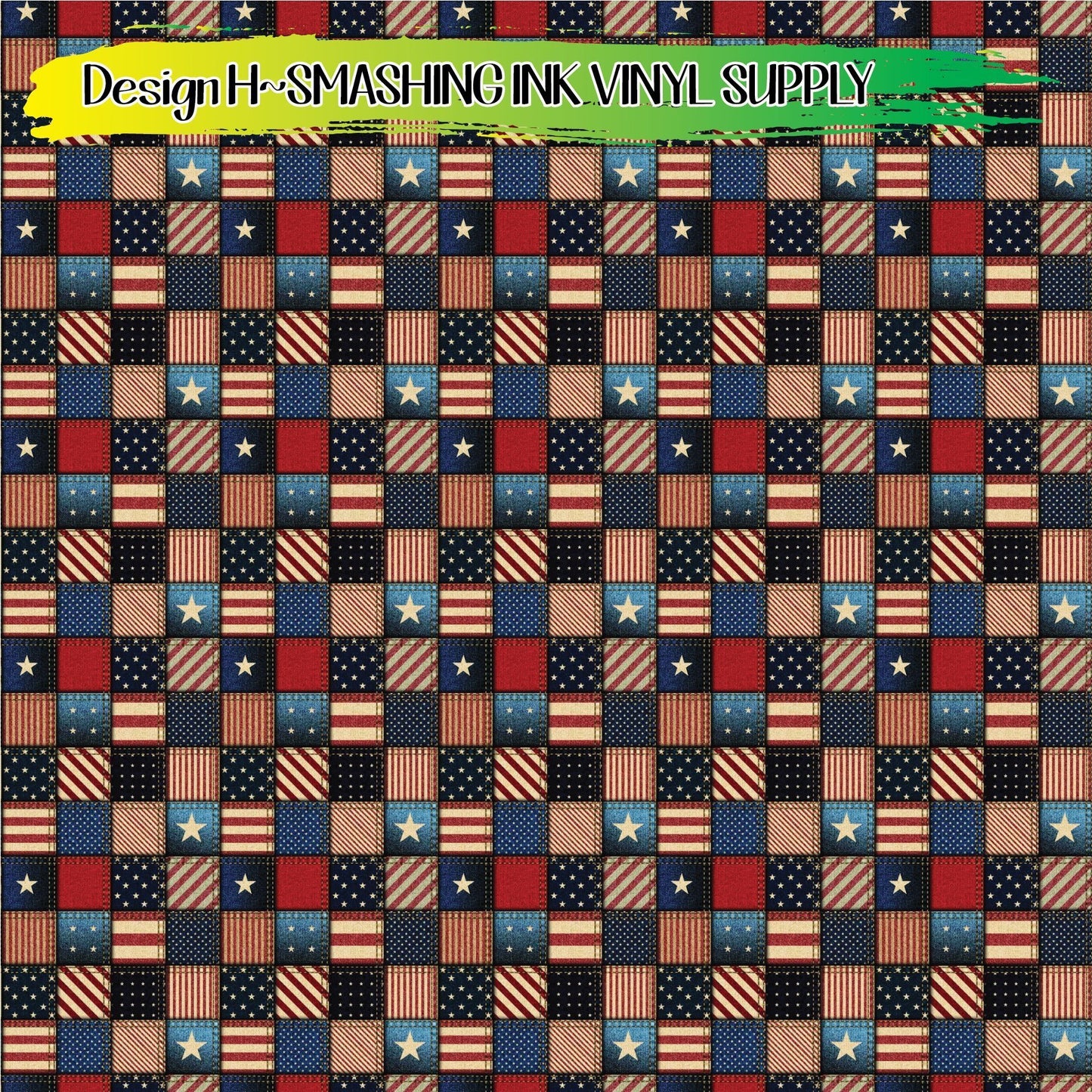 Patriotic Patchwork ★ Pattern Vinyl | Faux Leather | Sublimation (TAT 3 BUS DAYS)