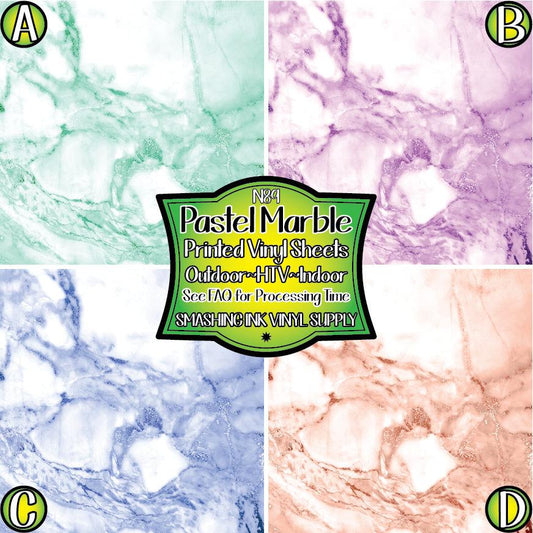 Pastel Marble ★ Printed Vinyl Sheets | Faux Leather | Laser Safe