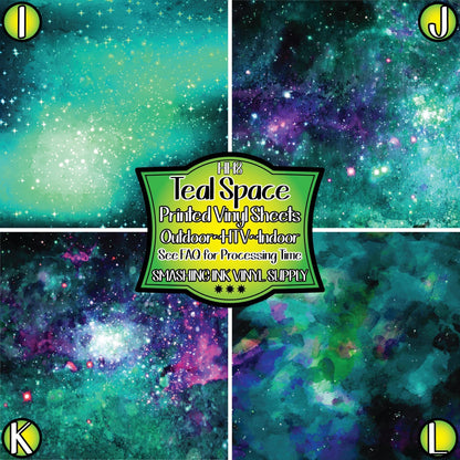 Teal Space Galaxy ★ Pattern Vinyl | Faux Leather | Sublimation (TAT 3 BUS DAYS)