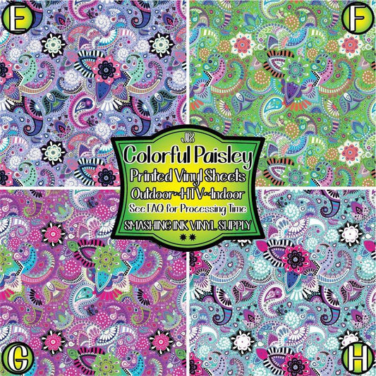 Colorful Paisley ★ Pattern Vinyl | Faux Leather | Sublimation (TAT 3 BUS DAYS)