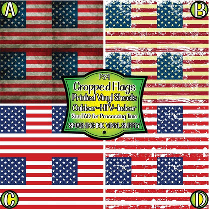 Cropped Patriotic Flag ★ Pattern Vinyl | Faux Leather | Sublimation (TAT 3 BUS DAYS)