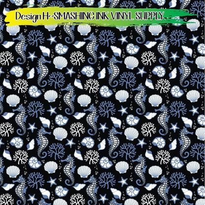 Blue Sea Creatures ★ Pattern Vinyl | Faux Leather | Sublimation (TAT 3 BUS DAYS)