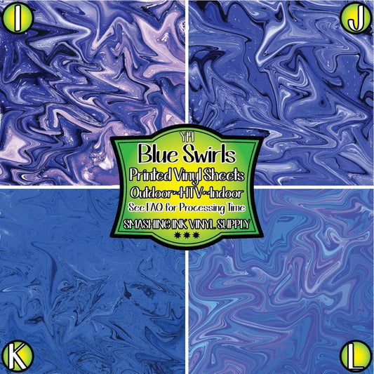 Blue Swirled ★ Printed Vinyl Sheets | Faux Leather | Laser Safe