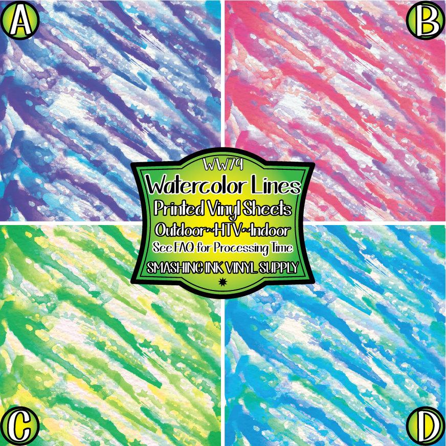 Watercolor Lines ★ Pattern Vinyl | Faux Leather | Sublimation (TAT 3 BUS DAYS)