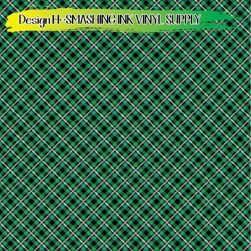 Green Black White Plaid ★ Pattern Vinyl | Faux Leather | Sublimation (TAT 3 BUS DAYS)