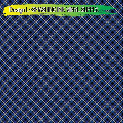 Blue Black White Plaid ★ Pattern Vinyl | Faux Leather | Sublimation (TAT 3 BUS DAYS)