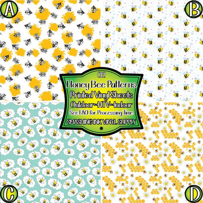 Honey Bee Pattern ★ Pattern Vinyl | Faux Leather | Sublimation (TAT 3 BUS DAYS)