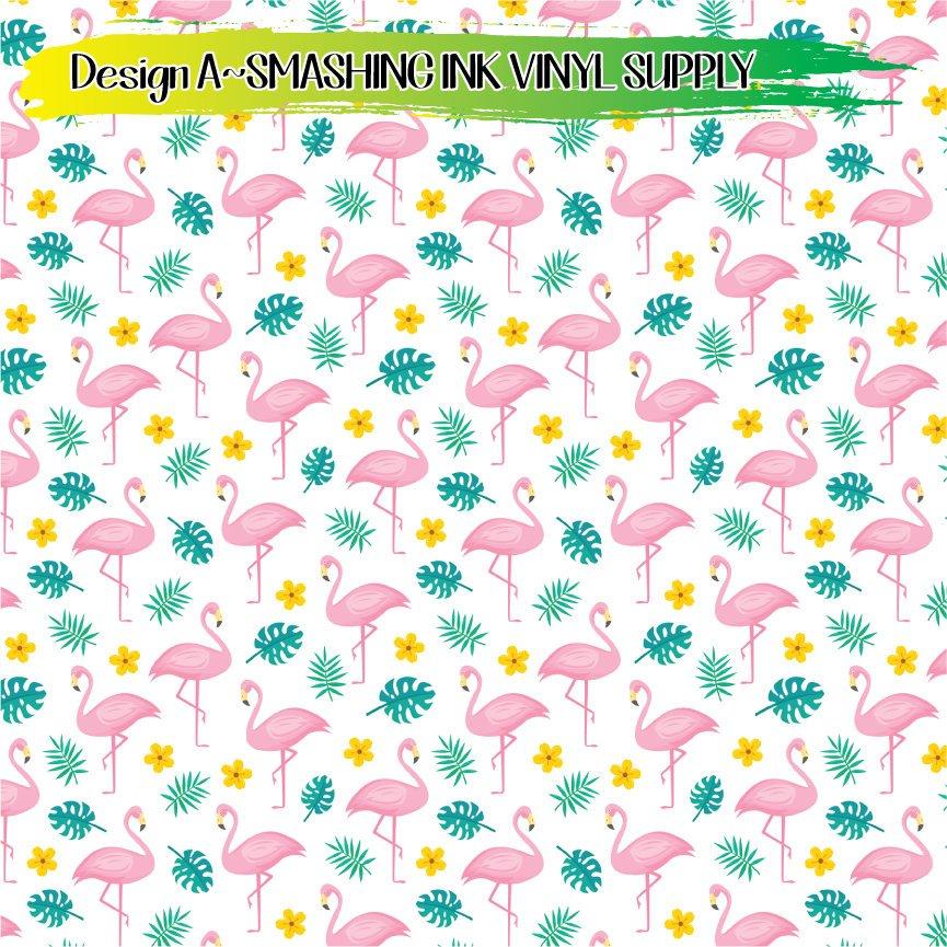 Flamingo Bird Pattern ★ Pattern Vinyl | Faux Leather | Sublimation (TAT 3 BUS DAYS)