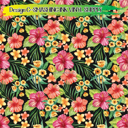 Summer Tropical Floral ★ Pattern Vinyl | Faux Leather | Sublimation (TAT 3 BUS DAYS)
