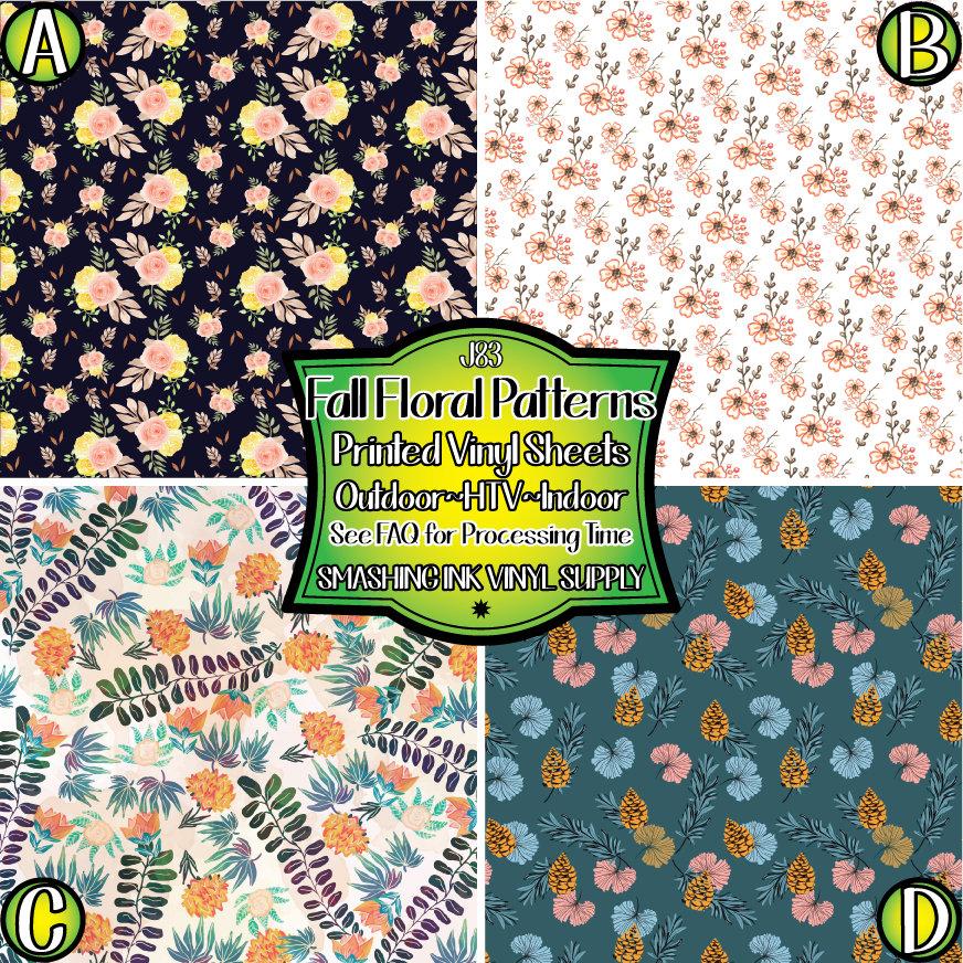 Fall Vinyl Fall Floral Patterns ★ Printed Vinyl Sheets | Faux Leather | Laser Saf ...