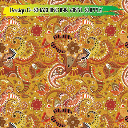Fall Paisley Floral ★ Pattern Vinyl | Faux Leather | Sublimation (TAT 3 BUS DAYS)