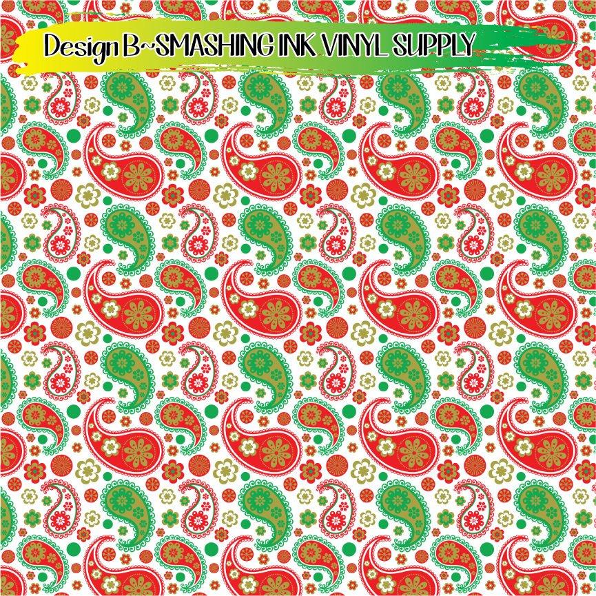 Christmas Paisley ★ Pattern Vinyl | Faux Leather | Sublimation (TAT 3 BUS DAYS)