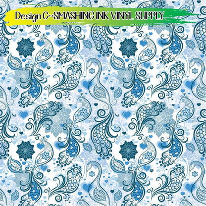 Floral Peacock ★ Pattern Vinyl | Faux Leather | Sublimation (TAT 3 BUS DAYS)