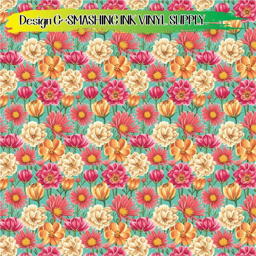 Pretty Floral Pattern ★ Pattern Vinyl | Faux Leather | Sublimation (TAT 3 BUS DAYS)