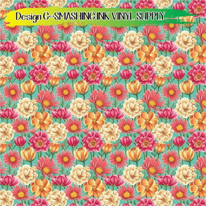 Pretty Floral Pattern ★ Pattern Vinyl | Faux Leather | Sublimation (TAT 3 BUS DAYS)
