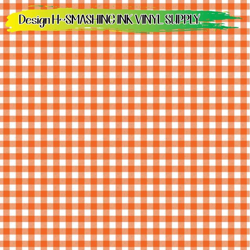 Orange Gingham Plaid ★ Pattern Vinyl | Faux Leather | Sublimation (TAT 3 BUS DAYS)