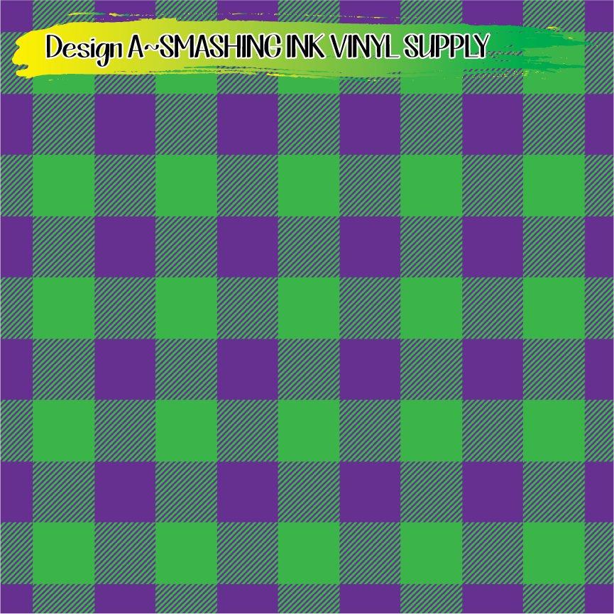 Green Purple Buffalo Plaid ★ Pattern Vinyl | Faux Leather | Sublimation (TAT 3 BUS DAYS)