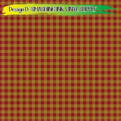 Burgundy Gold Buffalo Plaid ★ Pattern Vinyl | Faux Leather | Sublimation (TAT 3 BUS DAYS)