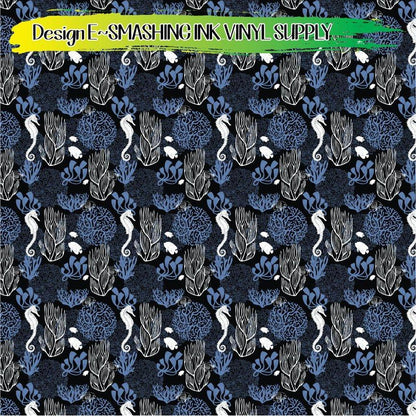Blue Sea Creatures ★ Pattern Vinyl | Faux Leather | Sublimation (TAT 3 BUS DAYS)