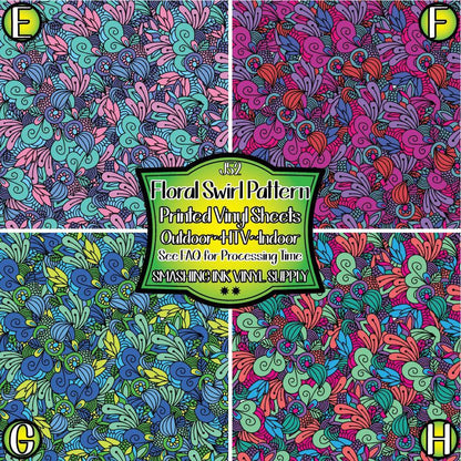 Floral Swirl Doodle ★ Pattern Vinyl | Faux Leather | Sublimation (TAT 3 BUS DAYS)