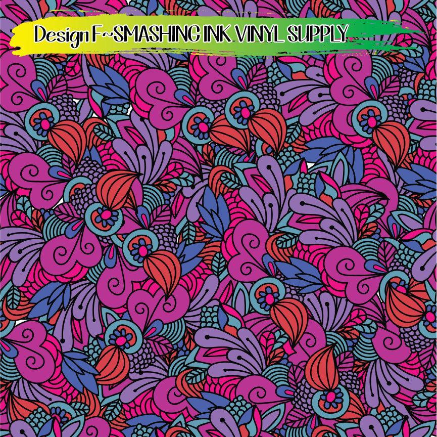 Floral Swirl Doodle ★ Laser Safe Adhesive Film (TAT 3 BUS DAYS)