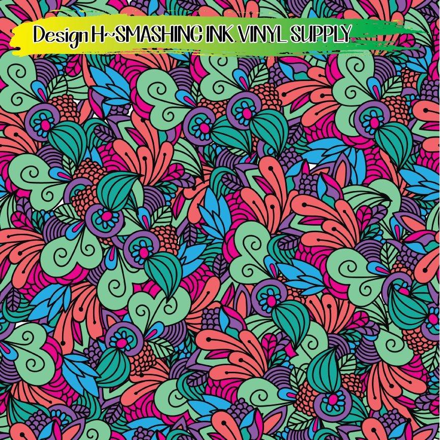 Floral Swirl Doodle ★ Pattern Vinyl | Faux Leather | Sublimation (TAT 3 BUS DAYS)
