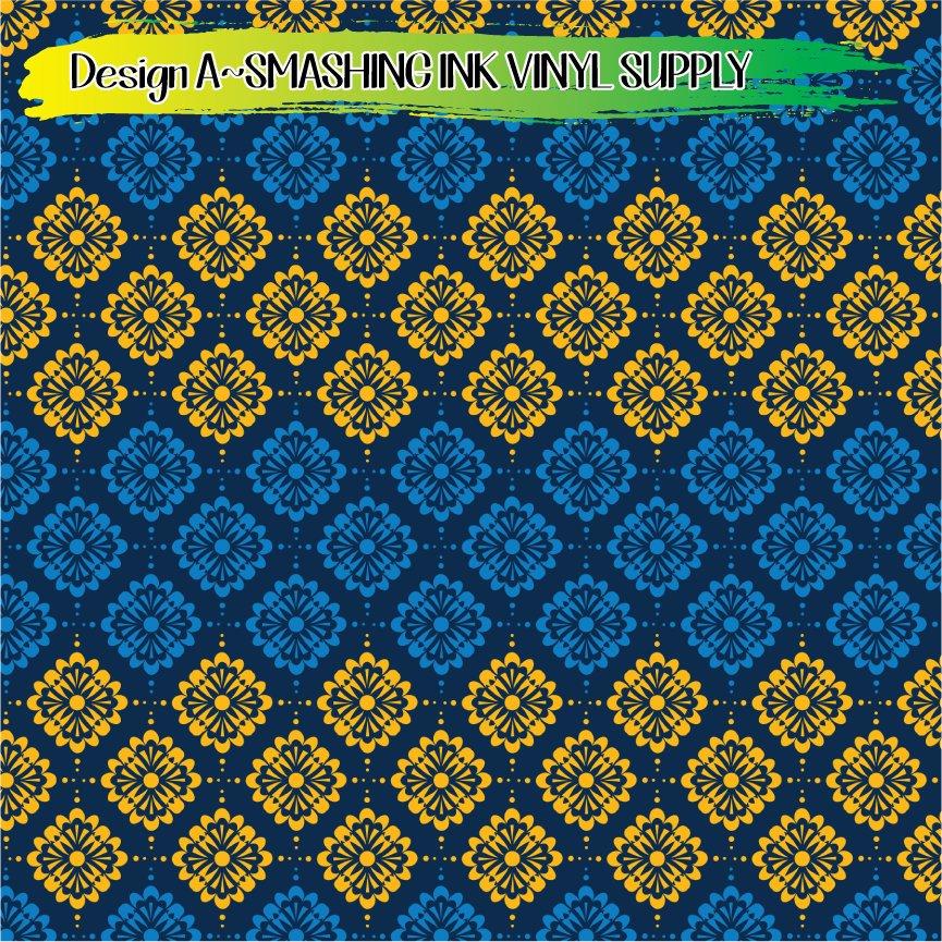 Navy Blue Gold ★ Pattern Vinyl | Faux Leather | Sublimation (TAT 3 BUS DAYS)