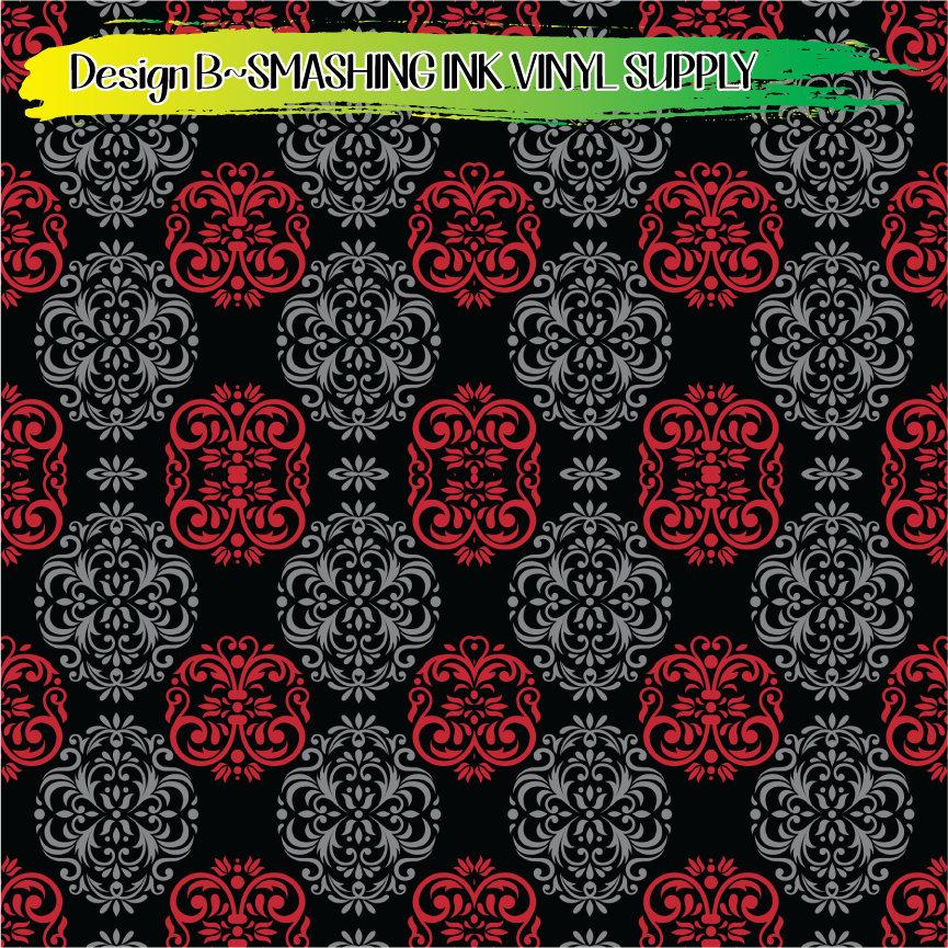 Black Red Grey ★ Pattern Vinyl | Faux Leather | Sublimation (TAT 3 BUS DAYS)