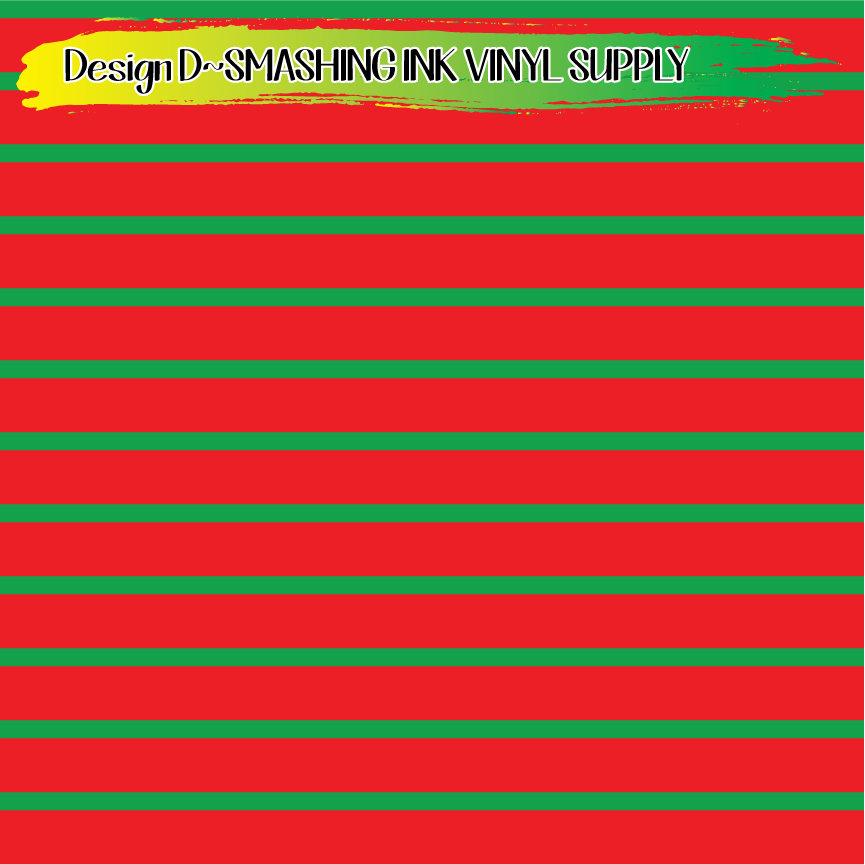 Green Red Stripes ★ Pattern Vinyl | Faux Leather | Sublimation (TAT 3 BUS DAYS)