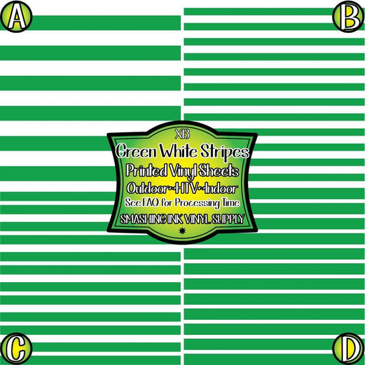 Green White Stripes ★ Laser Safe Adhesive Film (TAT 3 BUS DAYS)